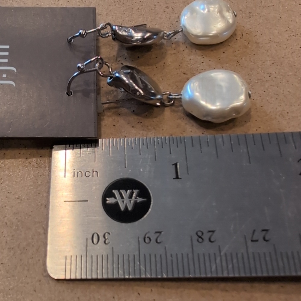 J. Jill Silver-Tone Earrings with White Shell Drops - Picture 6 of 6